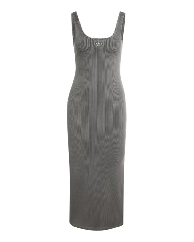 adidas ribbed-knit logo-patch dress - Grau Grau