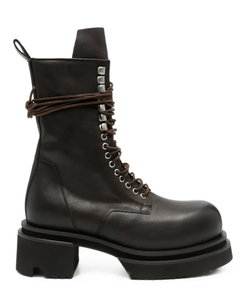Rick Owens lace-up platform biker boots - Braun Braun