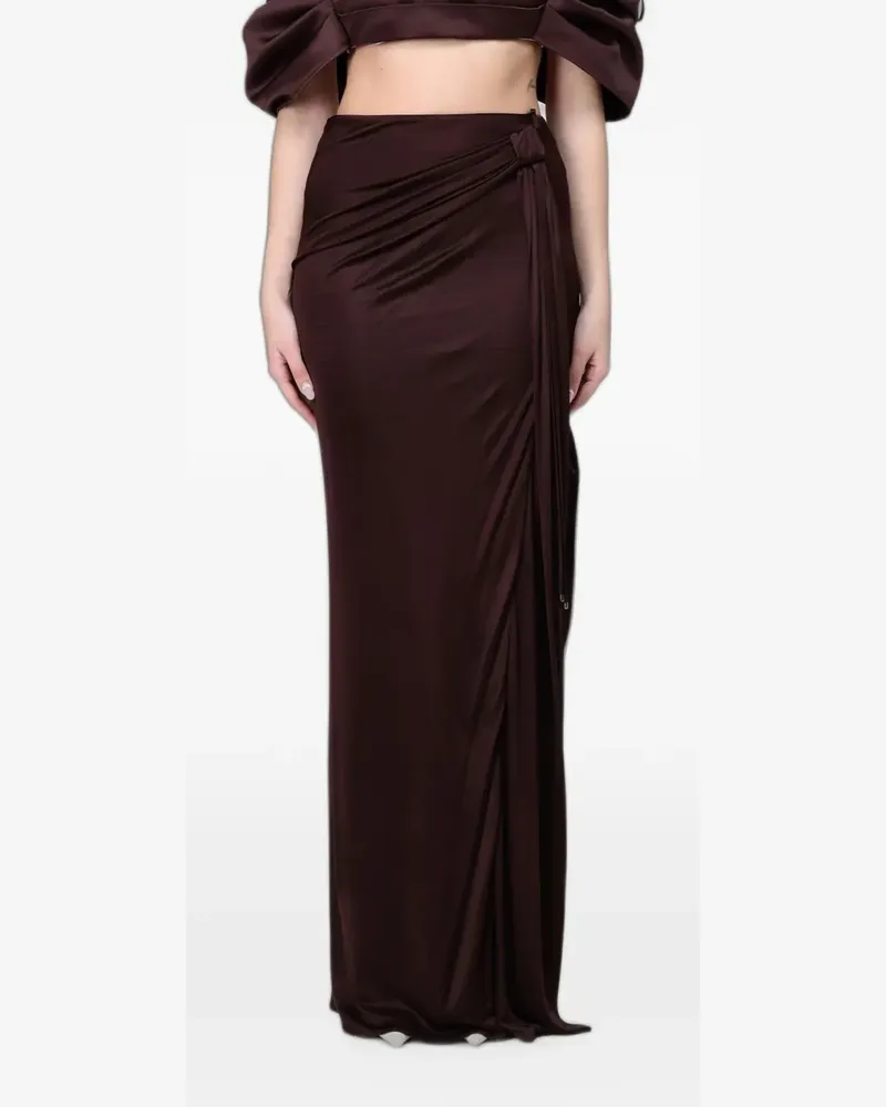 Elisabetta Franchi knot-detail draped maxi skirt - Braun Braun