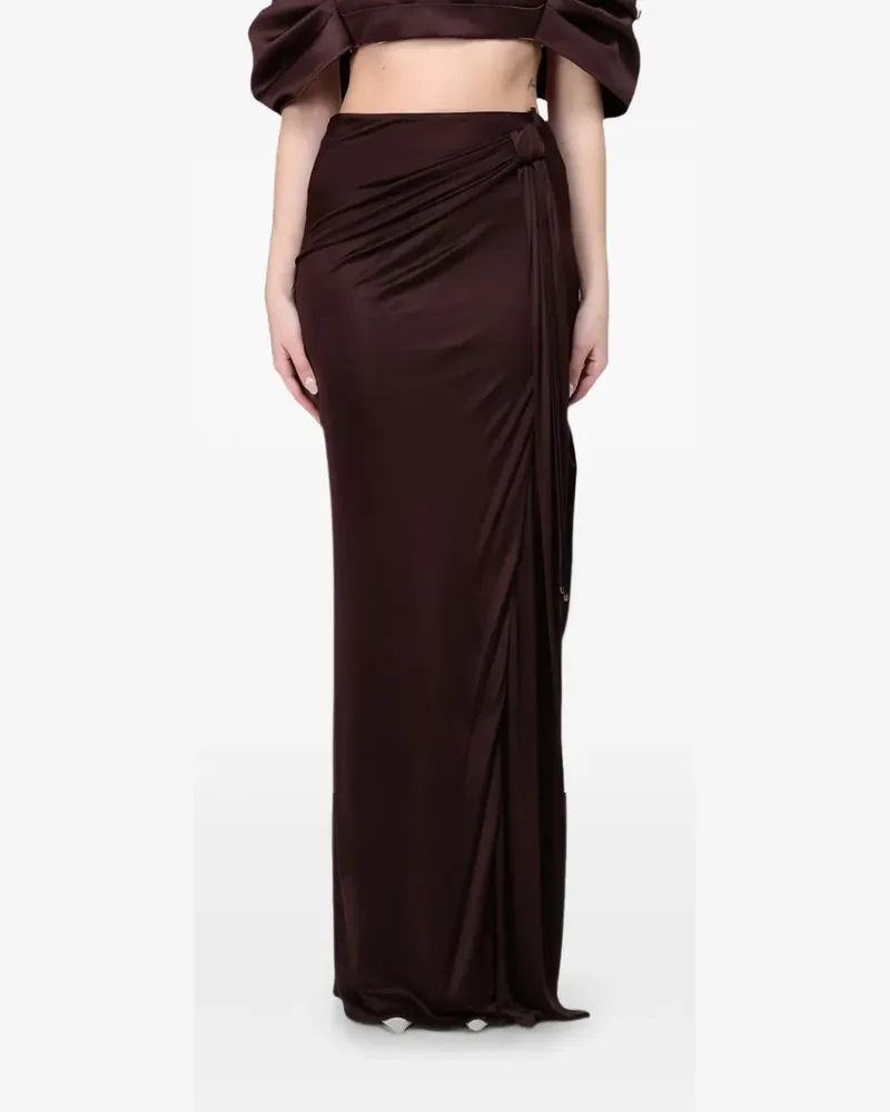 Elisabetta Franchi Drapierter Maxirock mit Knotendetail - Braun Braun