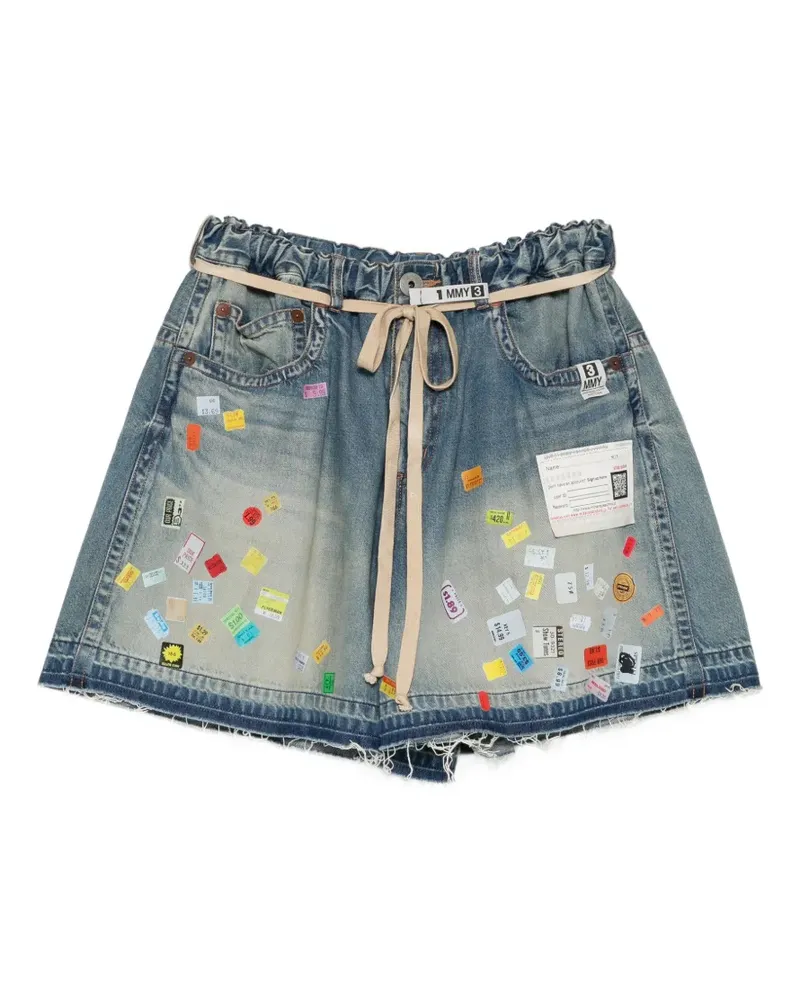 MIHARAYASUHIRO Ausgefranste Shorts mit Patch - Blau Blau
