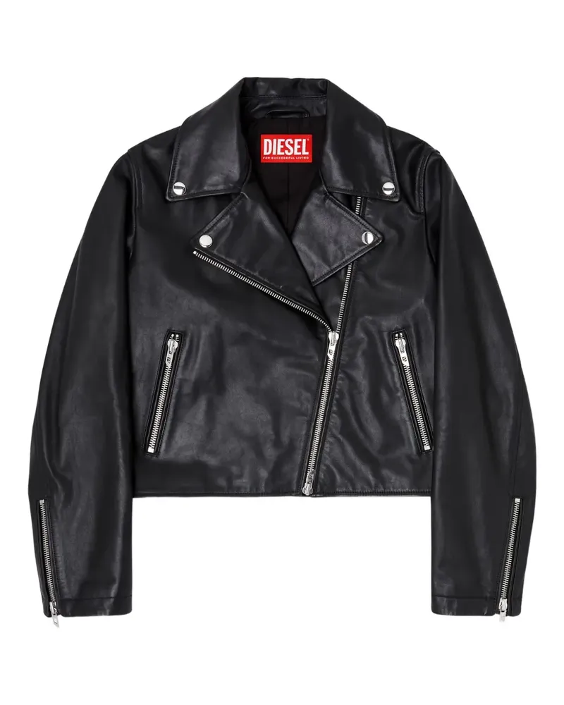 Diesel Lederjacke mit Reißverschluss - Schwarz Schwarz