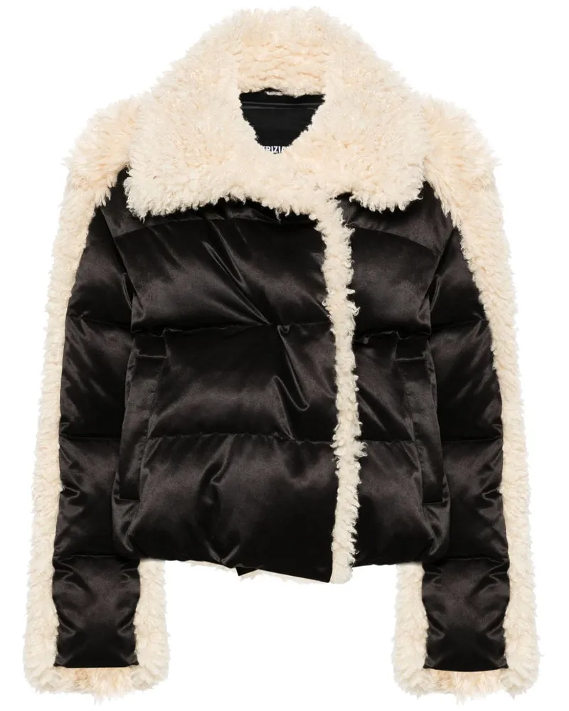 Patrizia Pepe Jacke mit Faux Shearling - Schwarz Schwarz