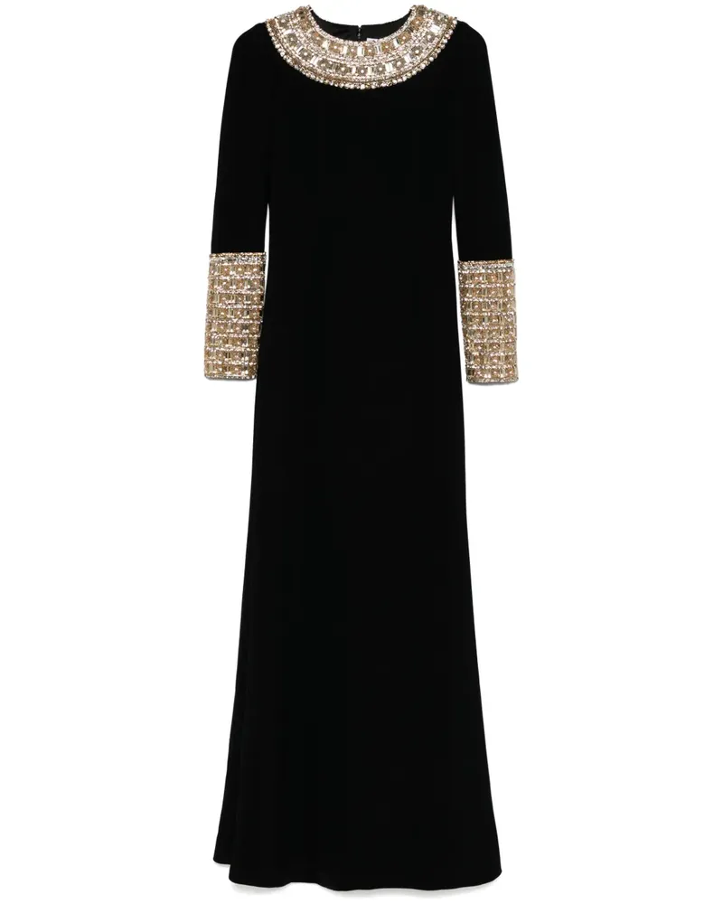 Dina Melwani Kristallverziertes Abendkleid - Schwarz Schwarz