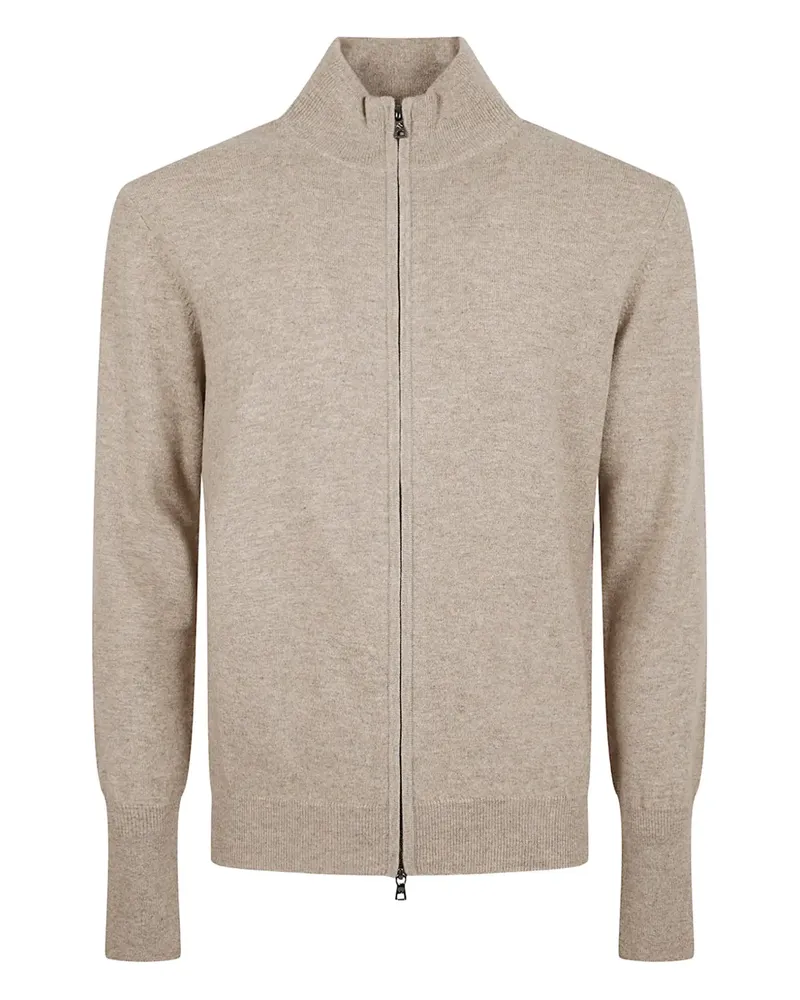 Ballantyne zip-up plain cardigan - Nude Nude