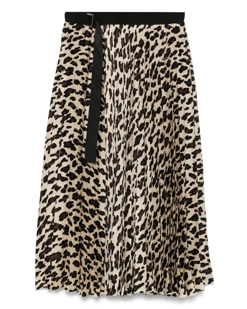 Sacai Midirock mit Leoparden-Print - Nude Nude