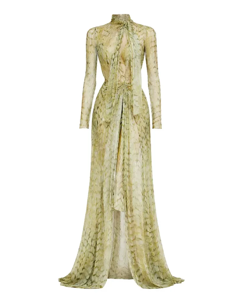 Alexis neck tie long sleeve dress - Grün Grün