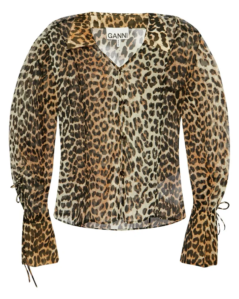 Ganni Bluse mit Animal-Print - Nude Nude