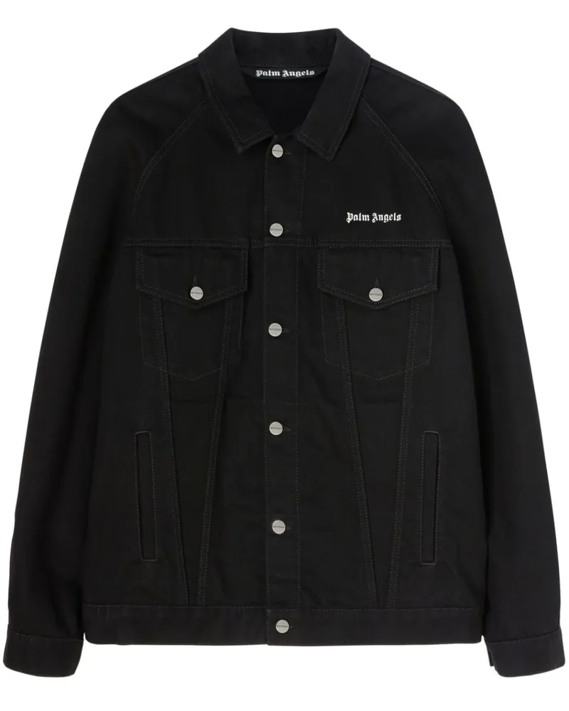 Palm Angels Jeansjacke mit Logo-Stickerei - Schwarz Schwarz