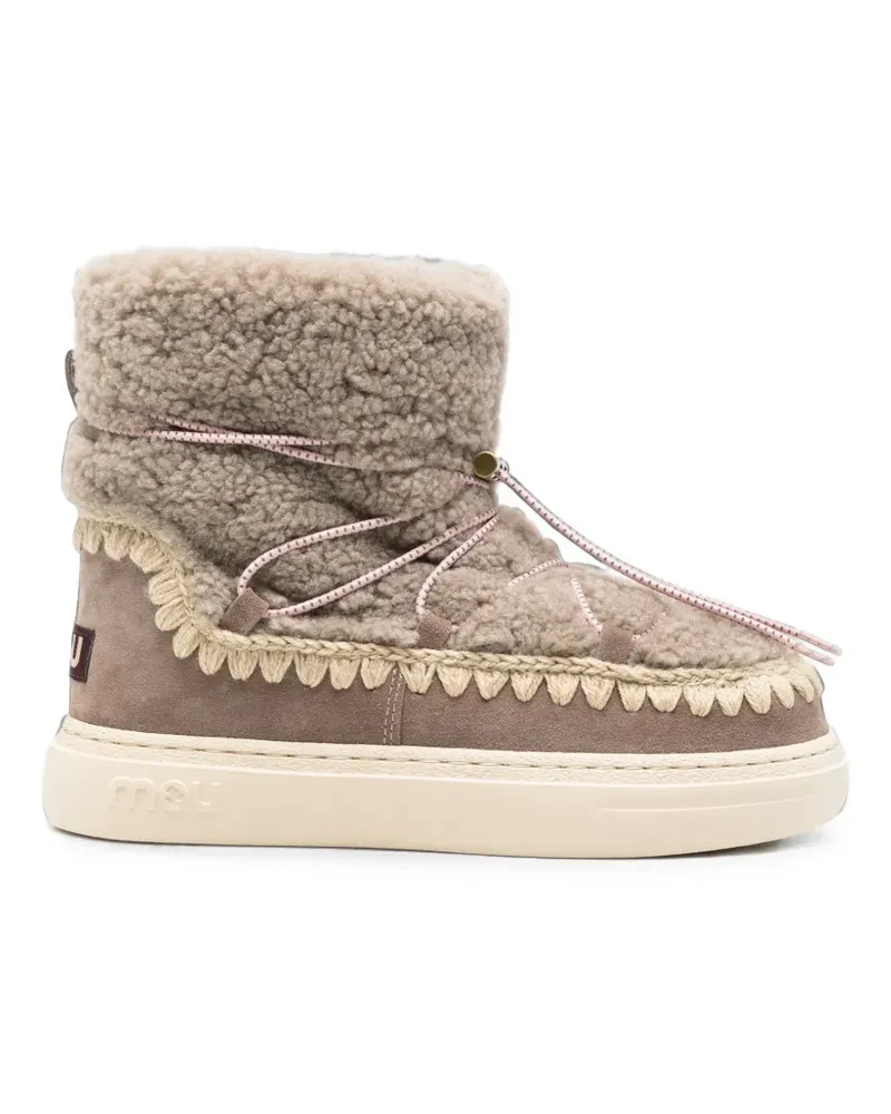 Mou Eskimo crochet-trim shearling ankle boots - Nude Nude