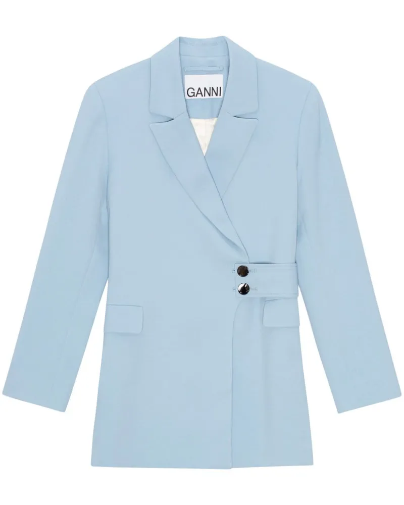 Ganni Twill-Blazer mit Gürtel - Blau Blau