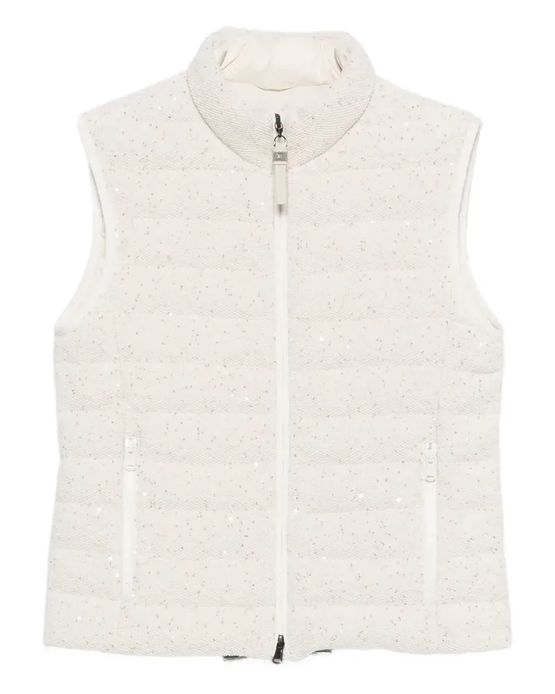 Brunello Cucinelli sequin-embellishment gilet - Nude Nude