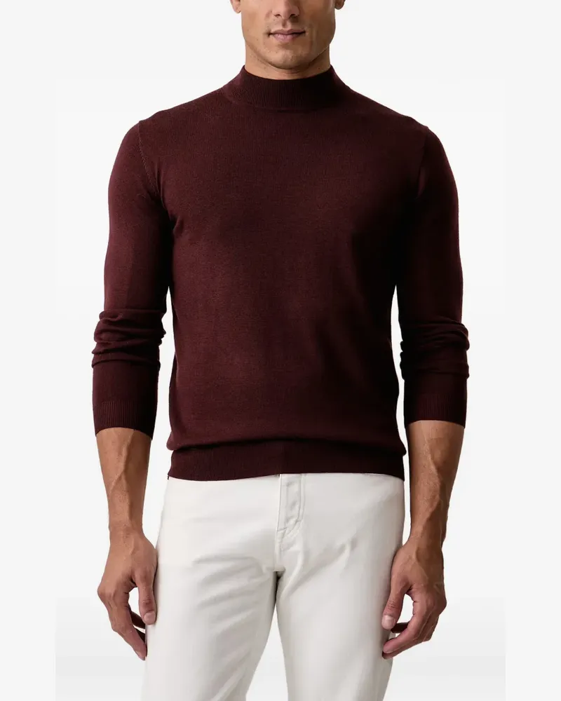 Karl Lagerfeld Stehkragen-Pullover mit geripptem Besatz - Rot Rot
