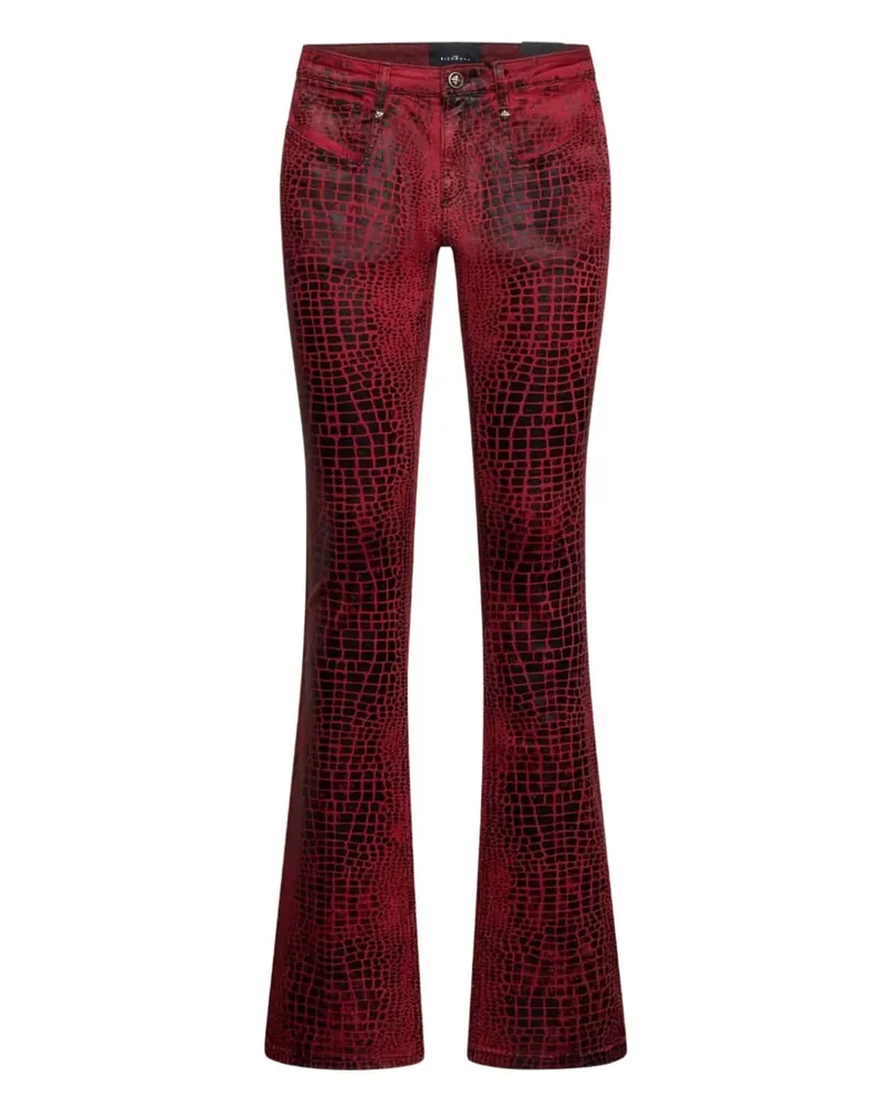 John Richmond Ausgestellte Hose mit Kroko-Print - Rot Rot