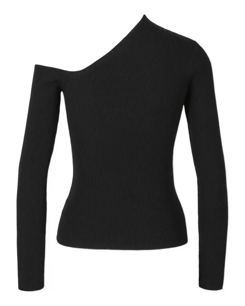 STAUD Lois ribbed asymmetric top - Schwarz Schwarz