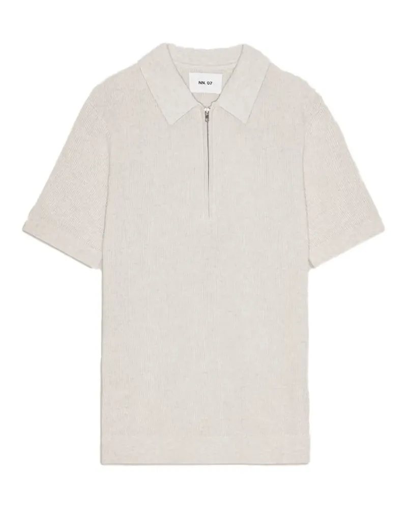 NN 07 Hansie Poloshirt mit kurzem Reißverschluss - Weiß Weiß