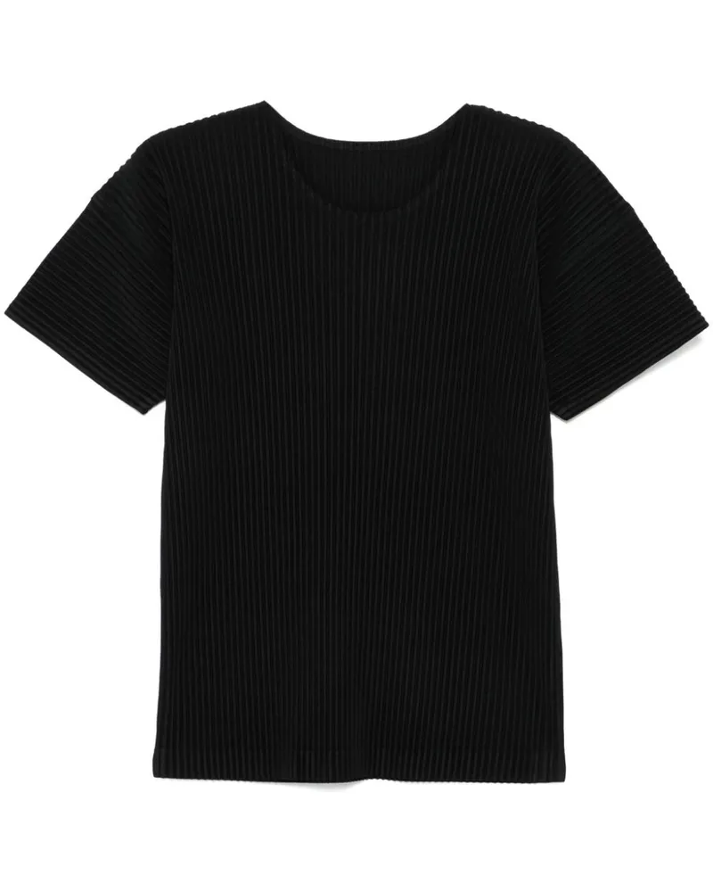 Issey Miyake Plissiertes T-Shirt - Schwarz Schwarz