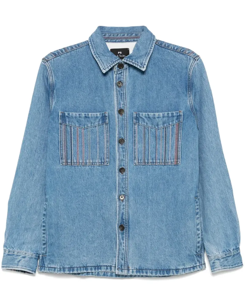 Paul Smith Hemdjacke mit Streifenstickerei - Blau Blau