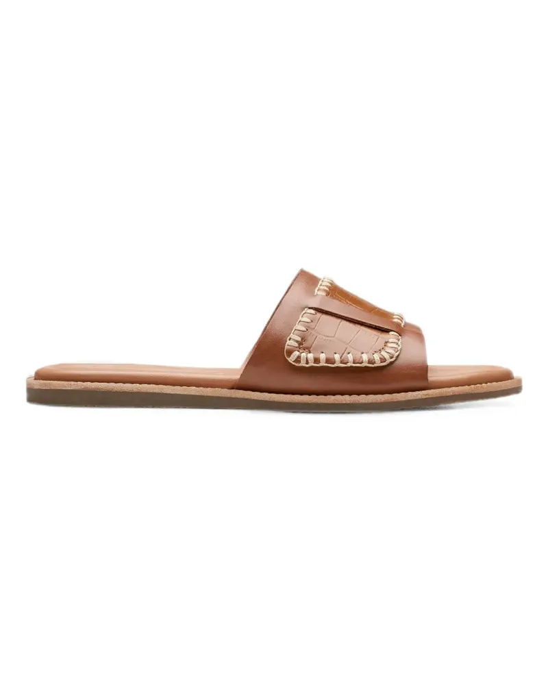Clarks Flache Maritime Sandalen mit Überwendlingsstich - Braun Braun