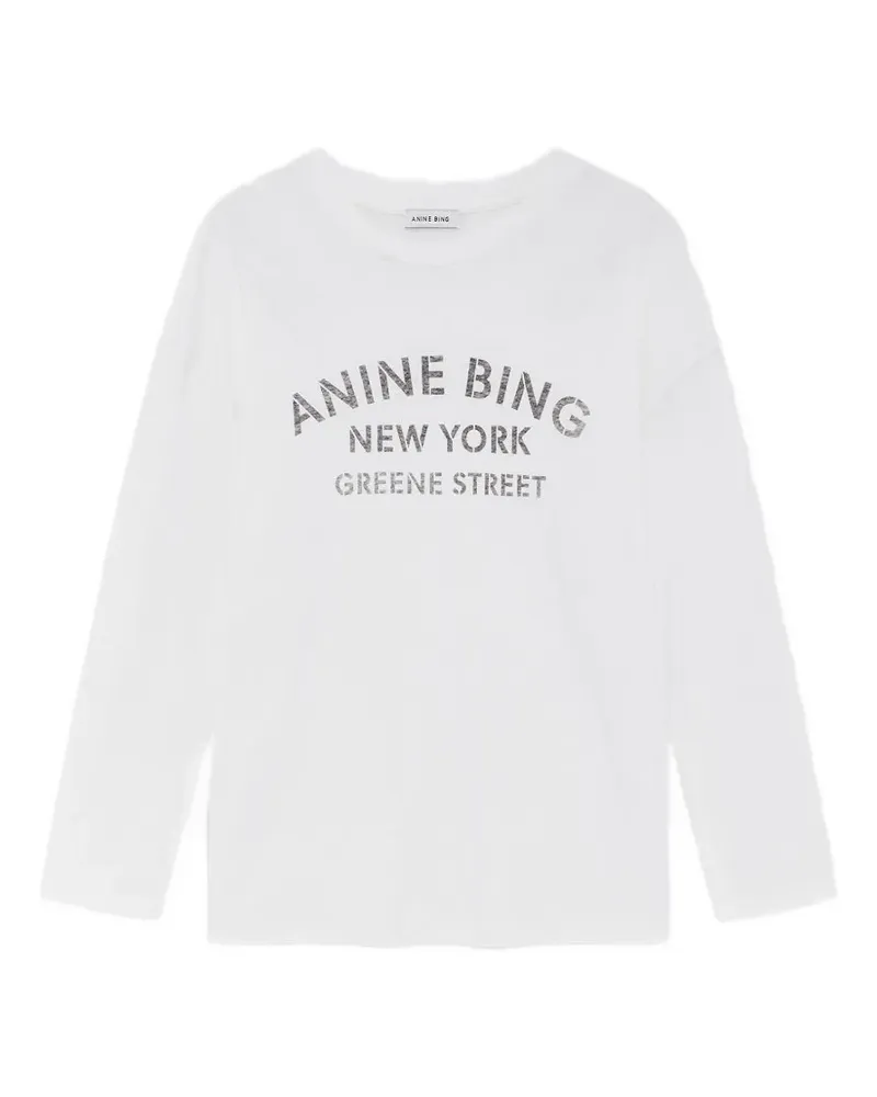Anine Bing Langarmshirt mit Logo-Print - Weiß Weiß