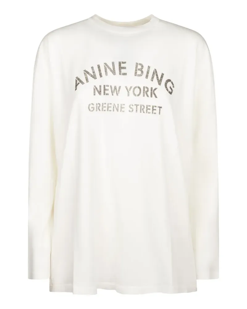 Anine Bing Langarmshirt mit Logo-Print - Weiß Weiß