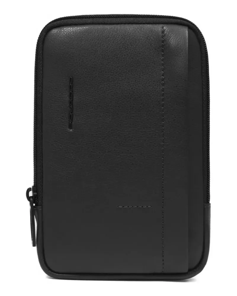 Piquadro Russel Handyhülle aus Leder - Schwarz Schwarz