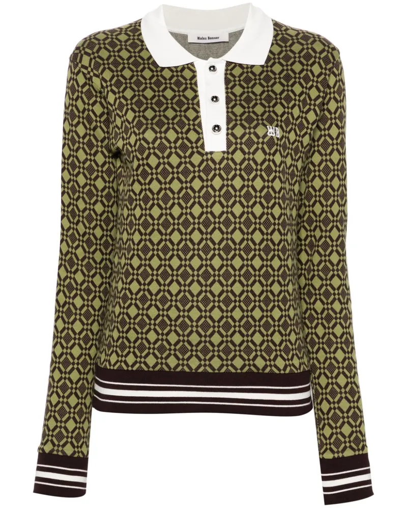 Wales Bonner Selassie Poloshirt mit Jacquardmuster - Grün Grün