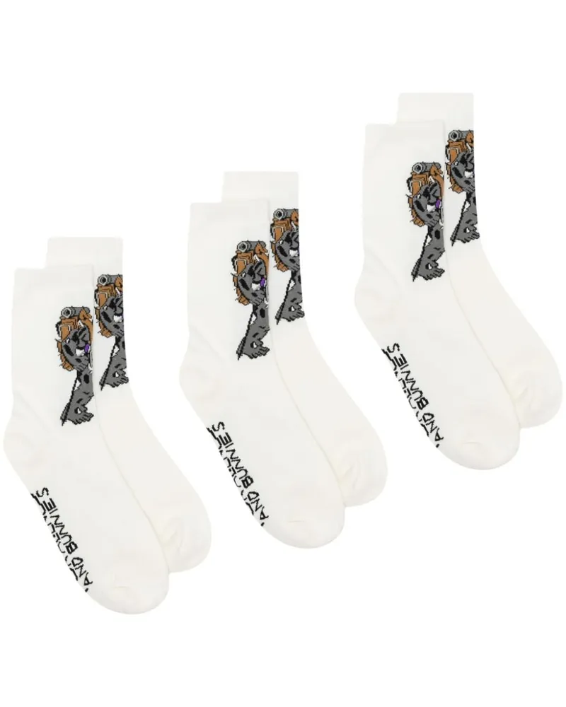 Natasha Zinko Socken mit grafischem Print - Weiß Weiß