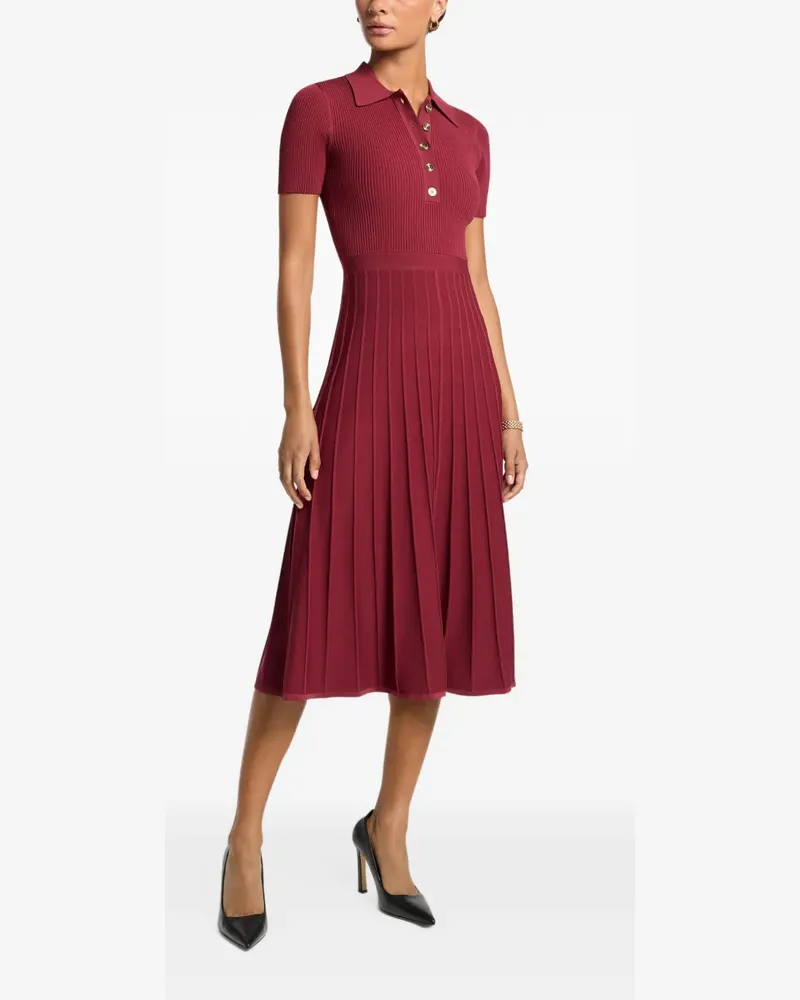 Michael Kors ribbed-knit pleated midi dress - Rot Rot