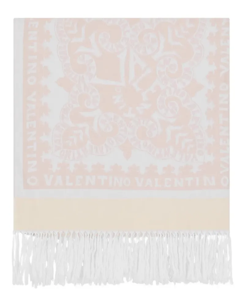 Valentino Garavani floral fringed scarf - Weiß Weiß
