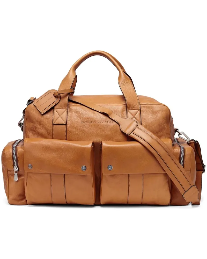 Brunello Cucinelli Reisetasche mit aufgesetzten Taschen - Braun Braun