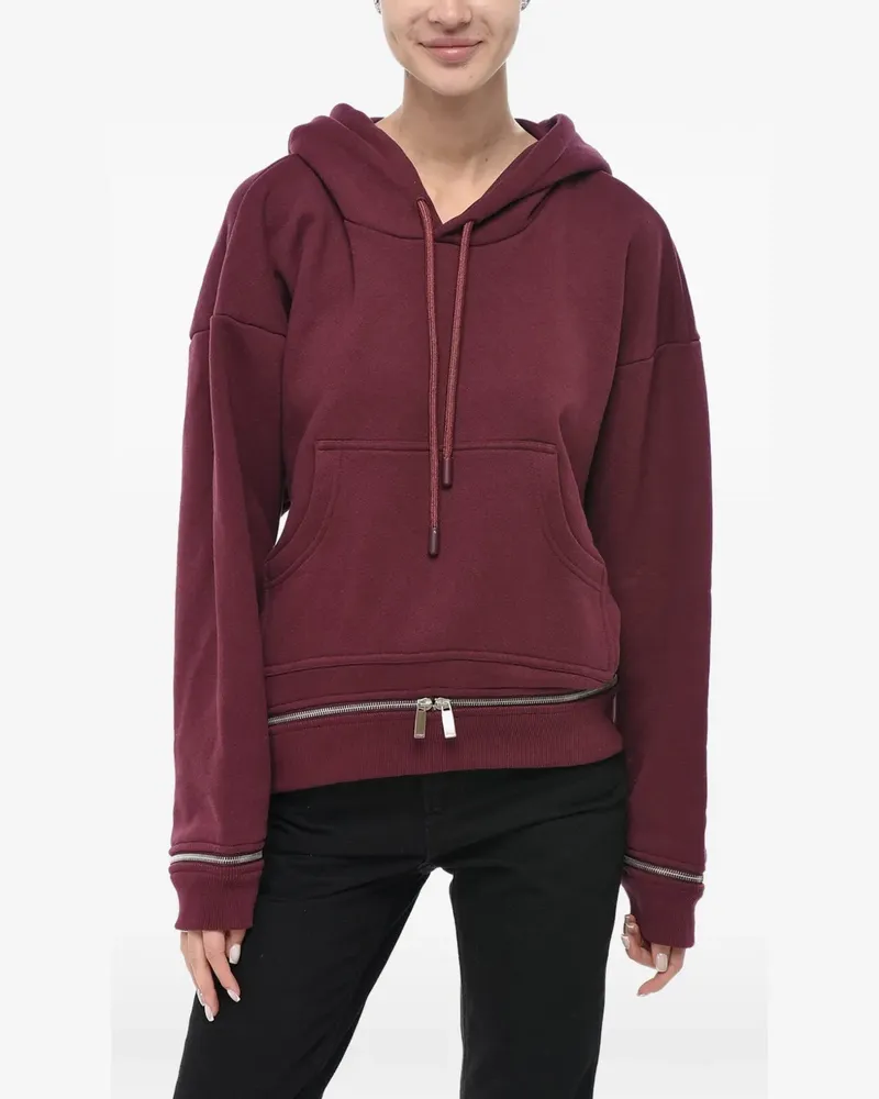 OFF-WHITE zip-hem drawstring hoodie - Rot Rot
