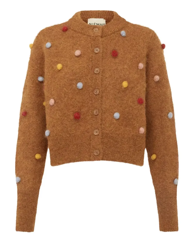 ALEMAIS Elia Cardigan mit Pompons - Braun Braun