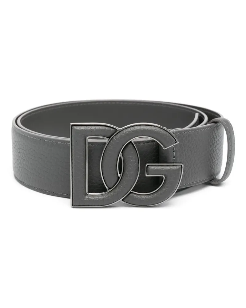 Dolce & Gabbana Ledergürtel mit Logo-Schnalle - Grau Grau