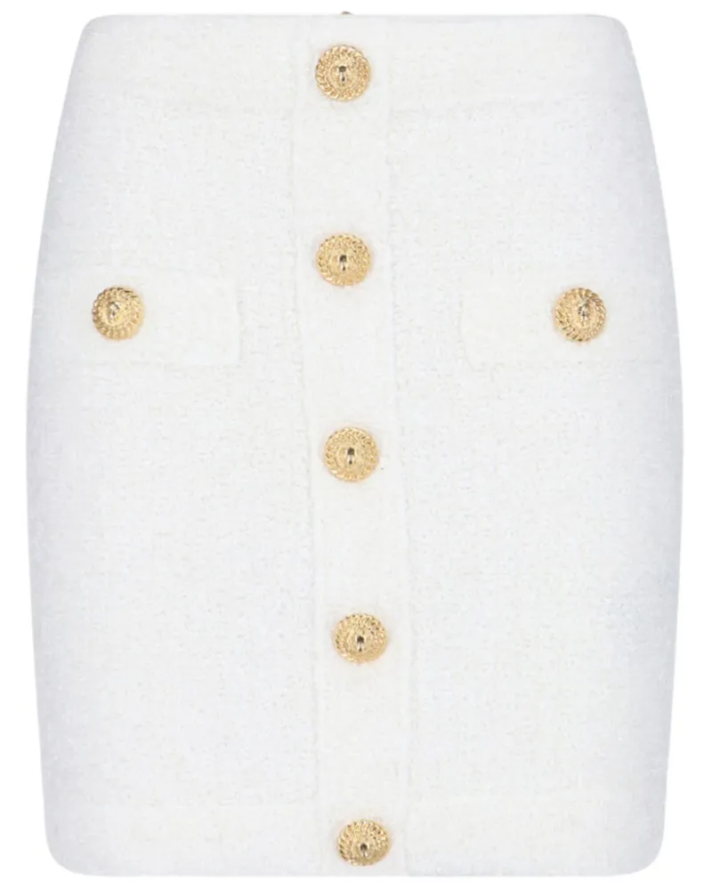 Balmain Minirock aus Bouclé - Weiß Weiß