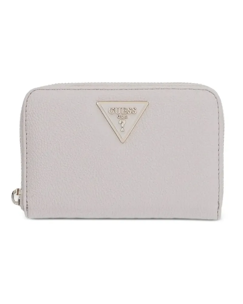 Guess Strukturiertes Laurel Portemonnaie mit Logo-Schild - Weiß Weiß