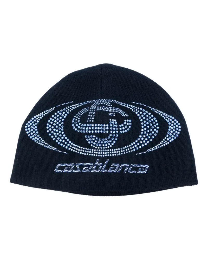 Casablanca Paris Hotfix Beanie mit Logo - Blau Blau