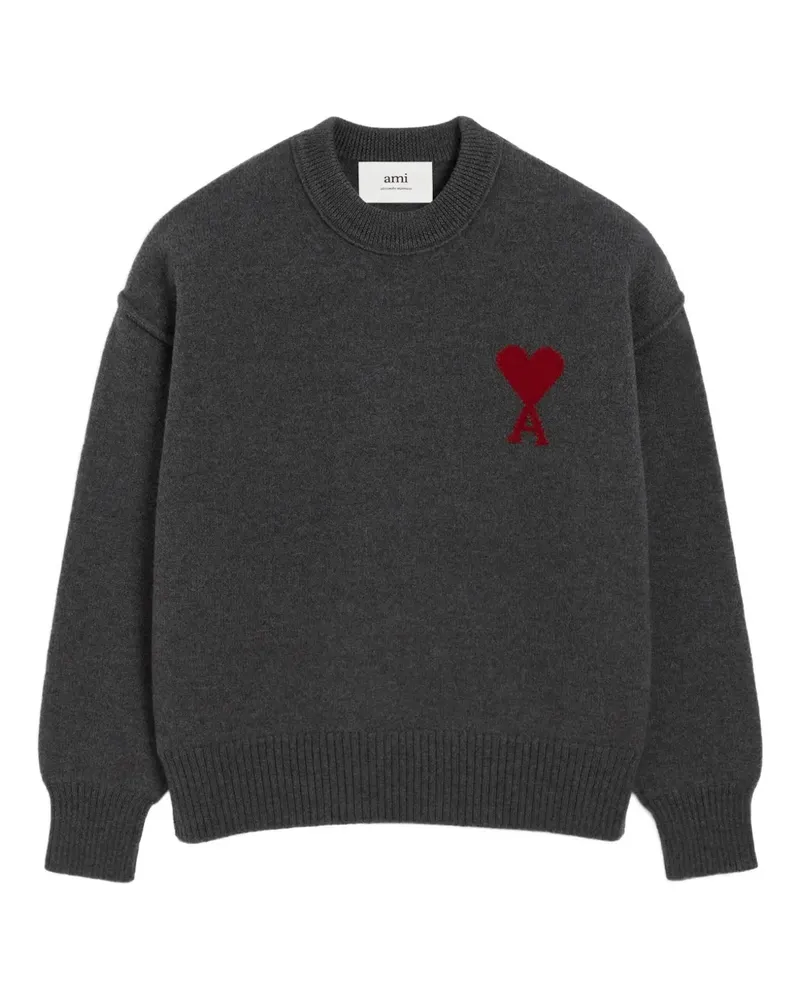 AMI Paris Ami Heart Intarsien-Pullover - Grau Grau