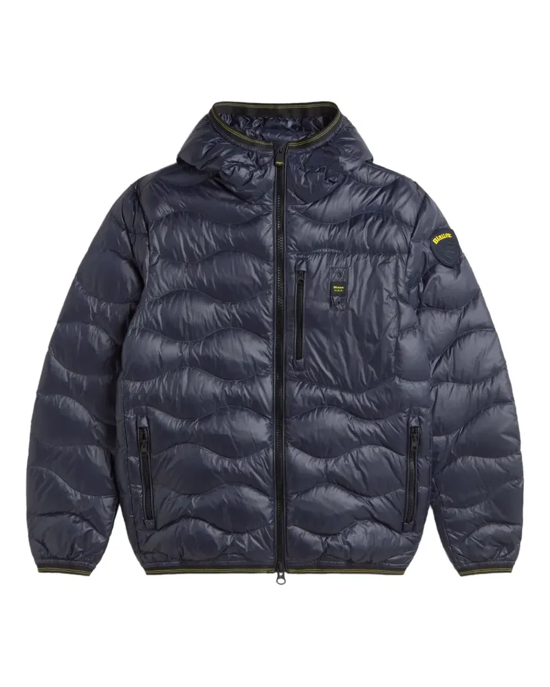 Blauer Gesteppte Kapuzenjacke Blau