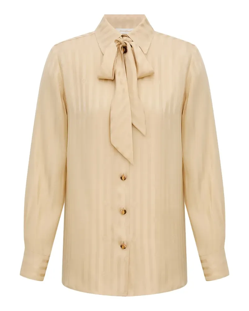 Zimmermann pussy-bow striped shirt - Nude Nude
