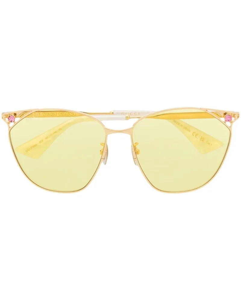 Gucci Sonnenbrille mit rundem Gestell - Gold Gold
