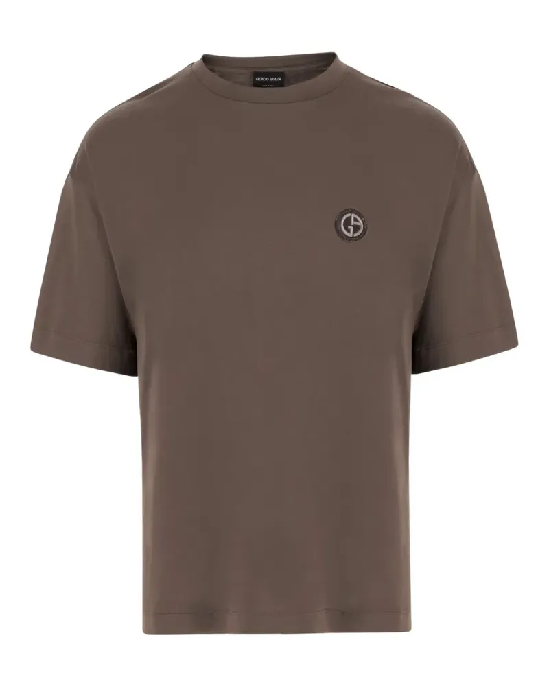 Giorgio Armani logo-patch T-shirt - Braun Braun