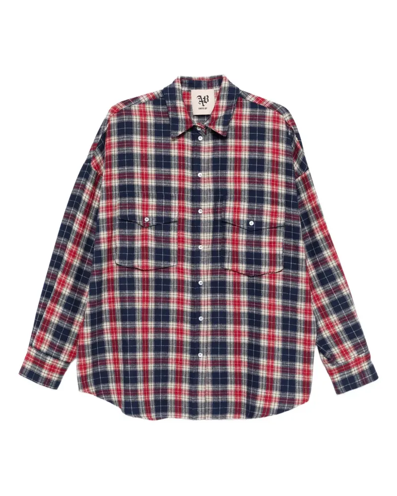 Aniye By Kariertes Hemd mit Tasche - Blau Blau