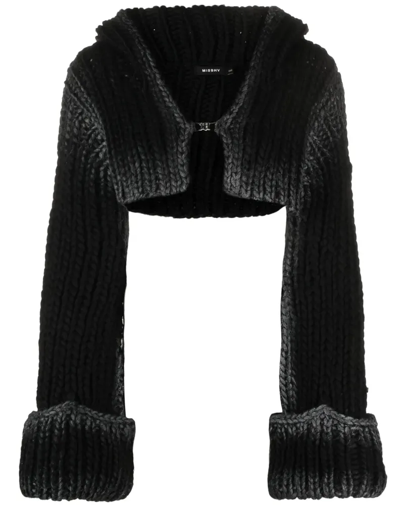 MISBHV Grob gestrickter Cardigan - Schwarz Schwarz