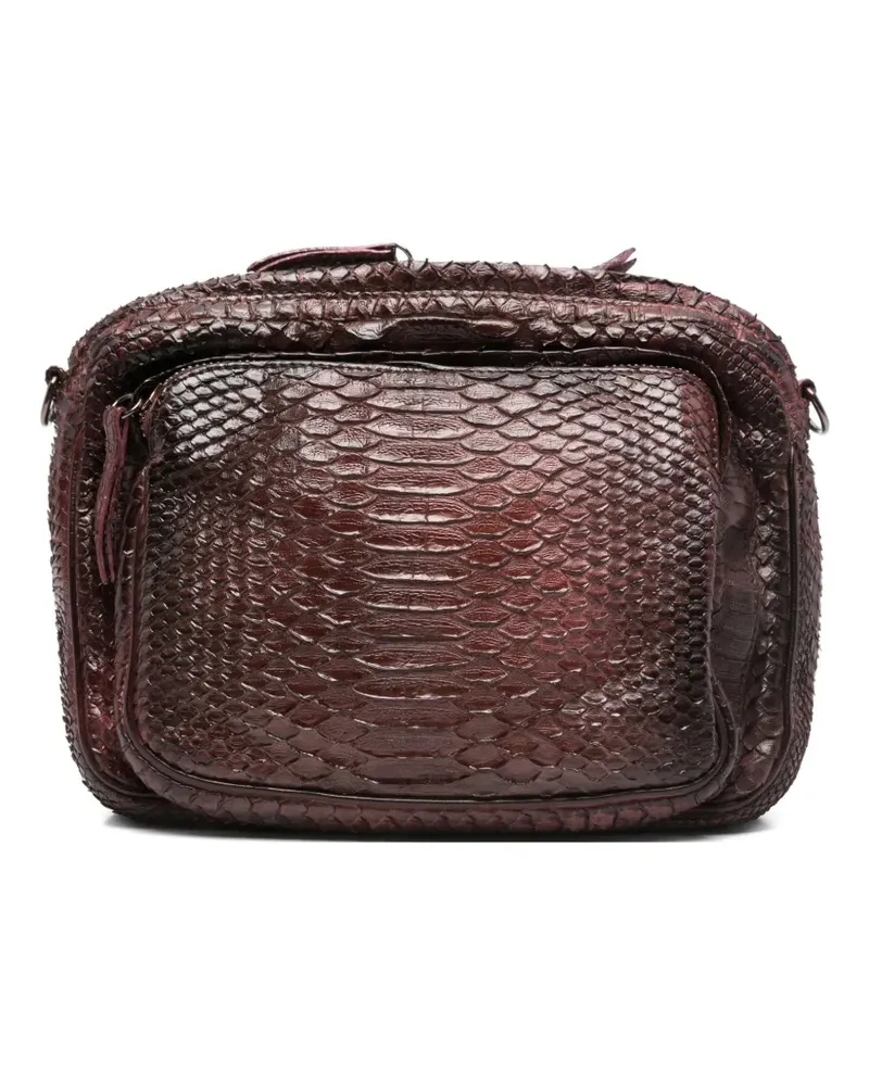 Reptile's House Rum python-embossed cross body bag - Rot Rot