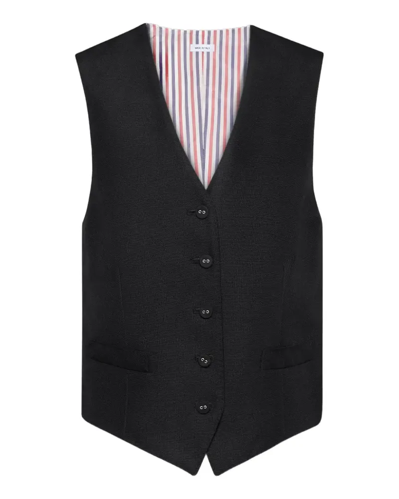 Thom Browne 3-lagige Weste aus Woll-Mohairgemisch - Schwarz Schwarz