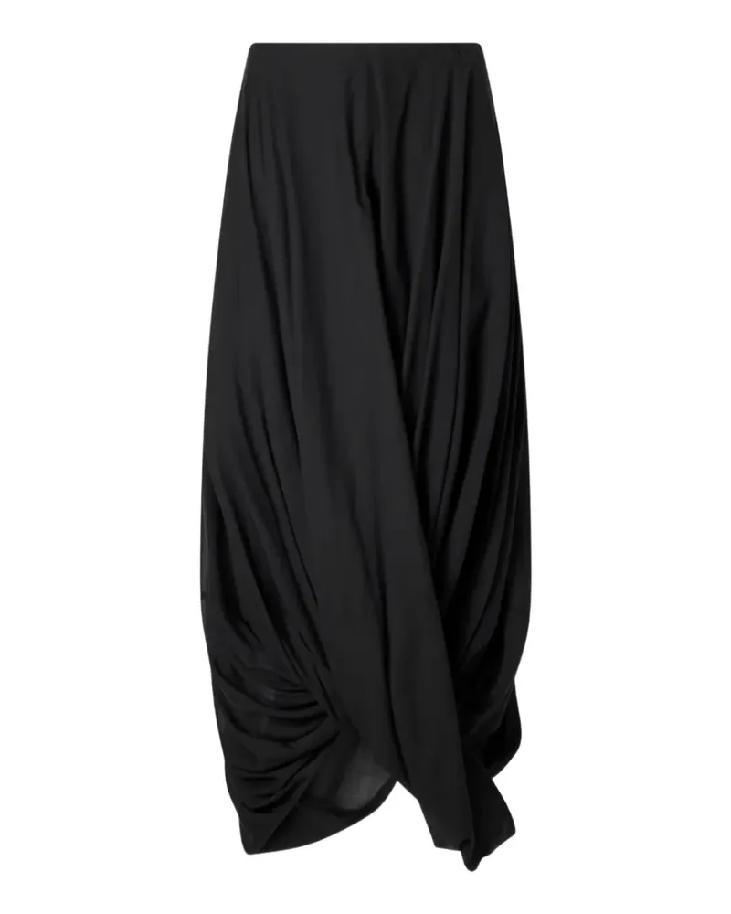 Totême Cocoon draped asymmetric-hem midi skirt - Schwarz Schwarz