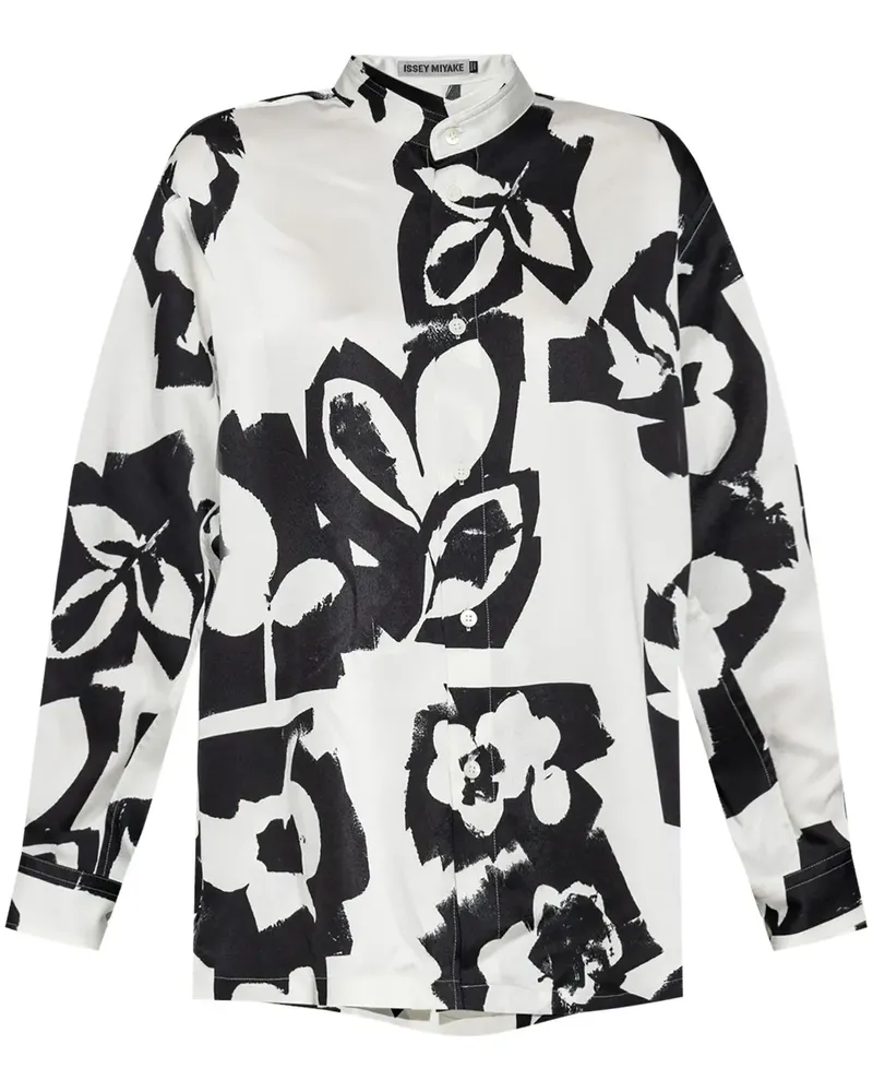 Issey Miyake Hemd mit Blumen-Print - Schwarz Schwarz