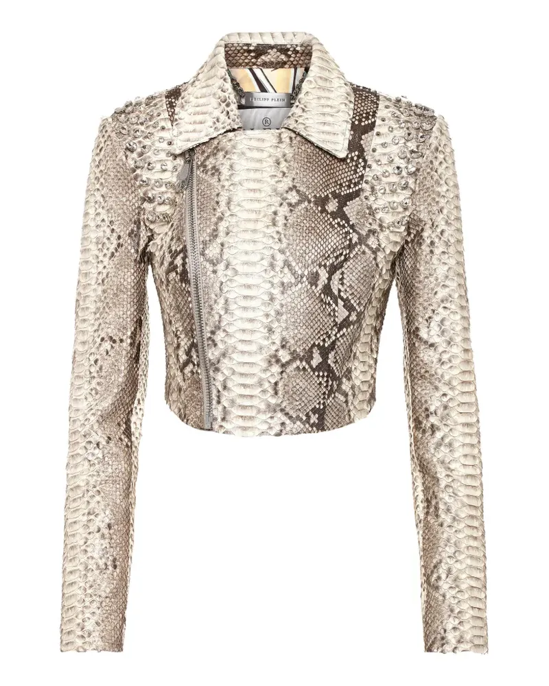 Philipp Plein Bikerjacke aus Pythonleder - Nude Nude