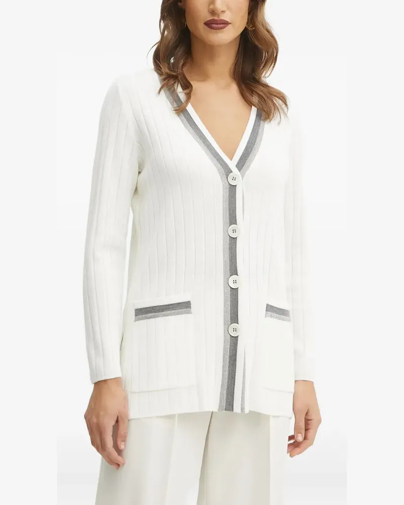 Luisa Spagnoli Gerippter Cardigan - Weiß Weiß
